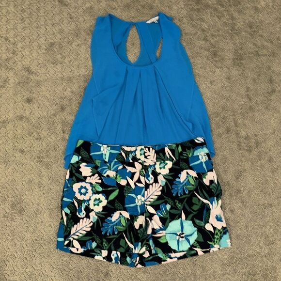 LOFT Blue/Green Floral Jungle Riviera Shorts in Forever Navy Sz 6 EUC - Picture 5 of 11